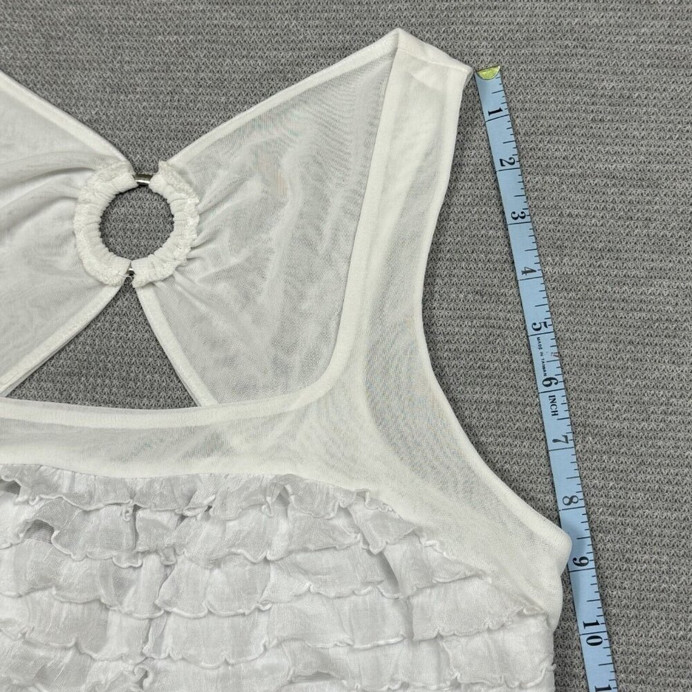 Volume One Sleeveless Mini Dress Womens XL White Ruffled Square Neck Keyhole NWT - Picture 13 of 14